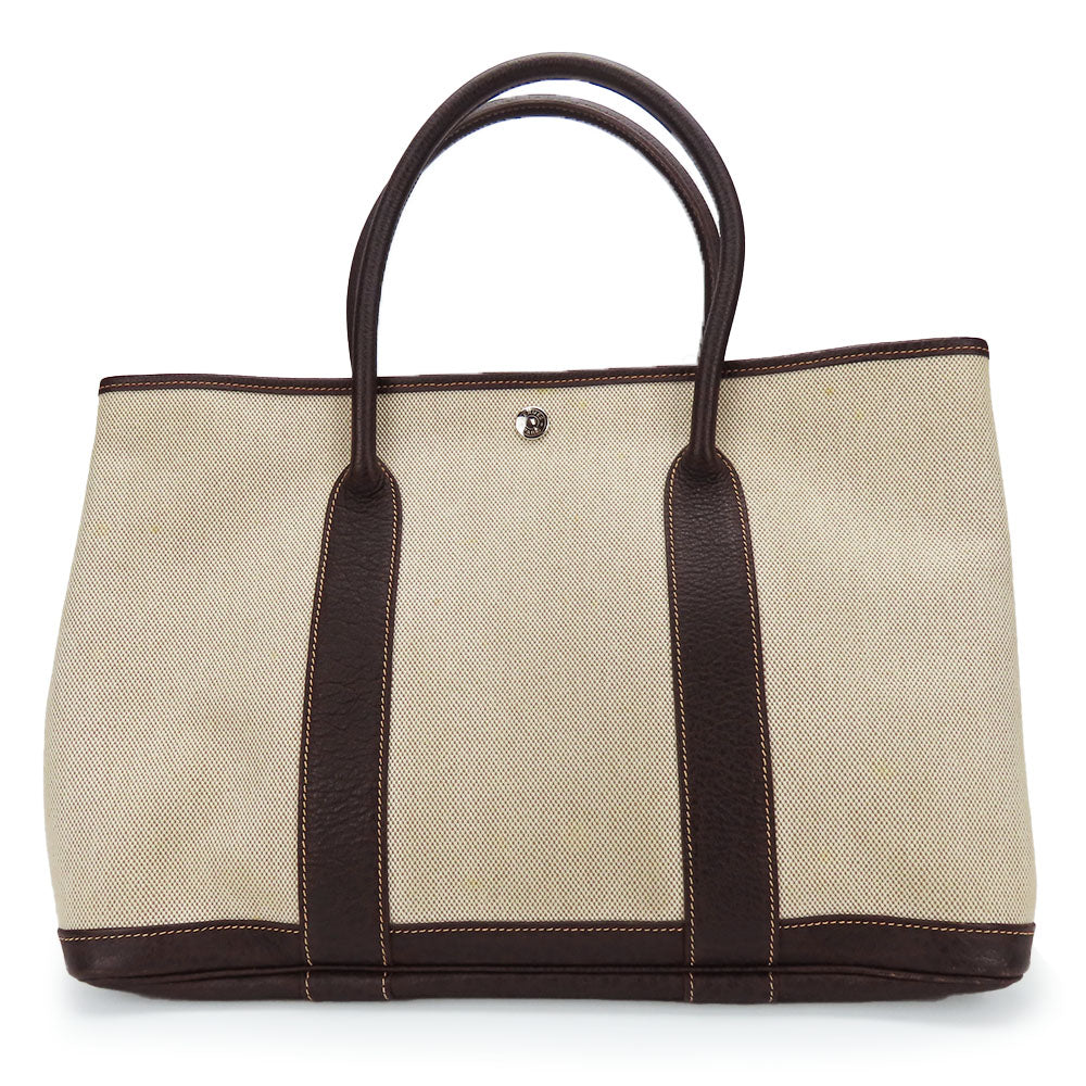 HERMES Handbag Canvas, Leather beige Garden party PM unisex(Unisex) Used Authentic
