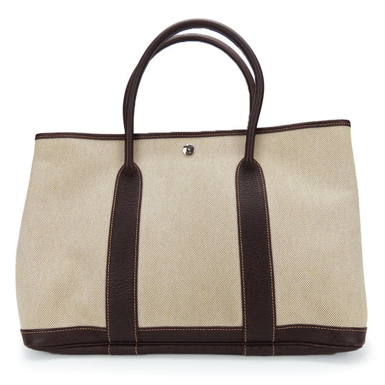 HERMES Handbag Canvas, Leather beige Garden party PM unisex(Unisex) Used Authentic
