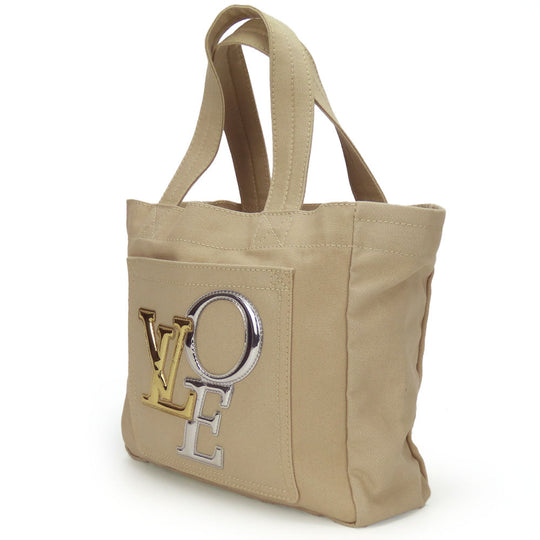 LOUIS VUITTON Tote Bag M95468 Cotton canvas beige That's Love PM Women Used Authentic