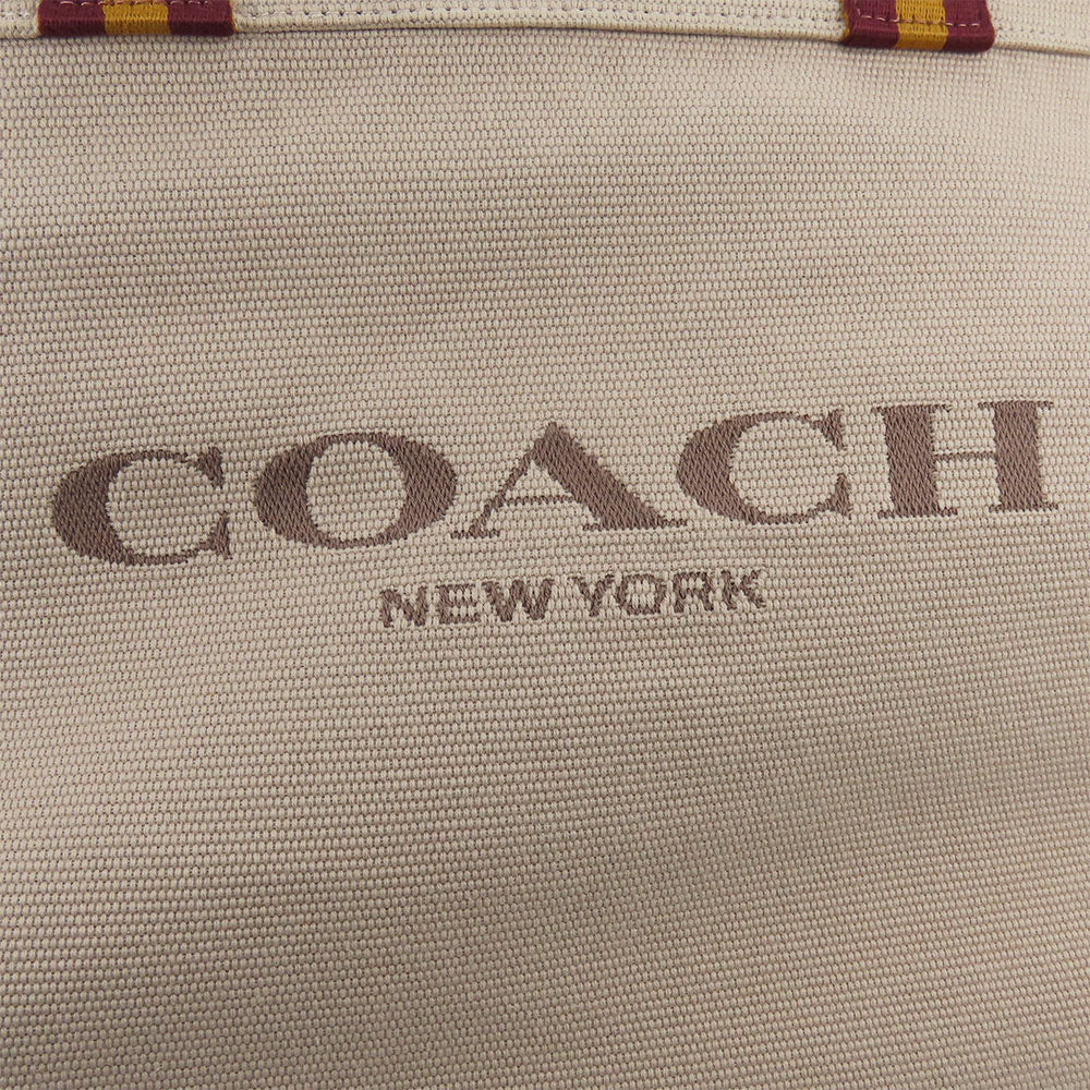 COACH Tote Bag CJ486 Canvas, Smooth Leather beige Tote 38 Women Used Authentic