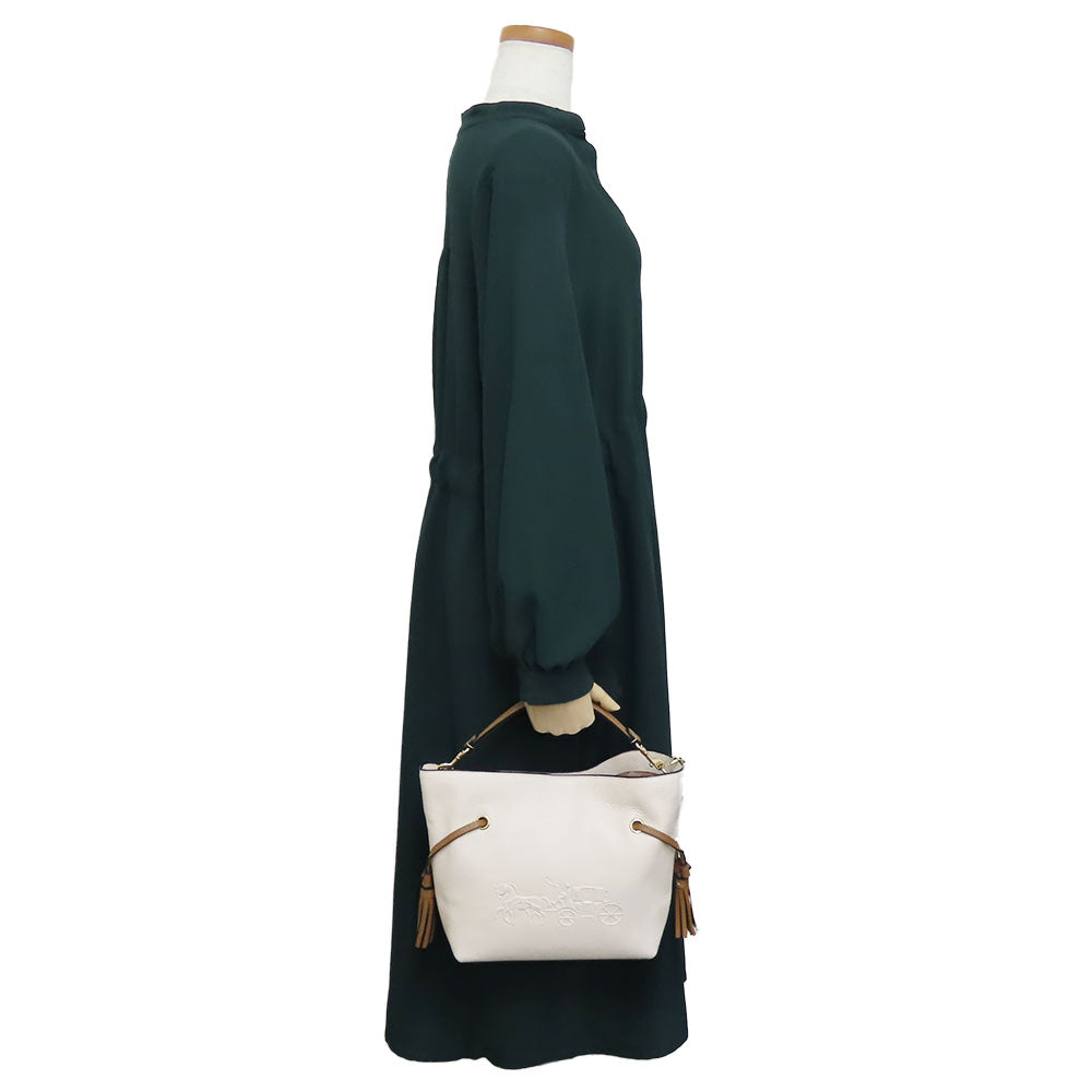 COACH Shoulder Bag CA164 leather white Women Used Authentic