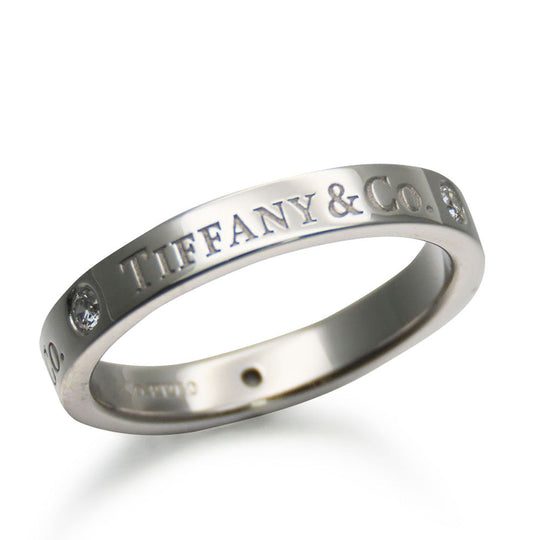 TIFFANY&Co. Ring Pt950Platinum, Diamond Platinum Flat band Women Used Authentic