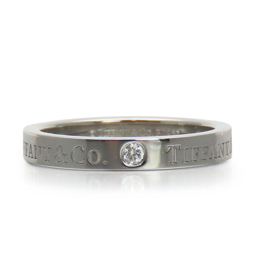 TIFFANY&Co. Ring Pt950Platinum, Diamond Platinum Flat band Women Used Authentic