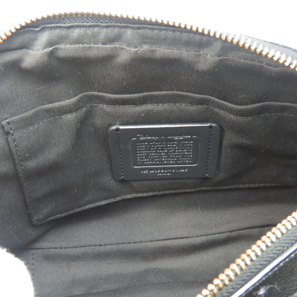 COACH Shoulder Bag 91126 leather black Disney Women Used Authentic