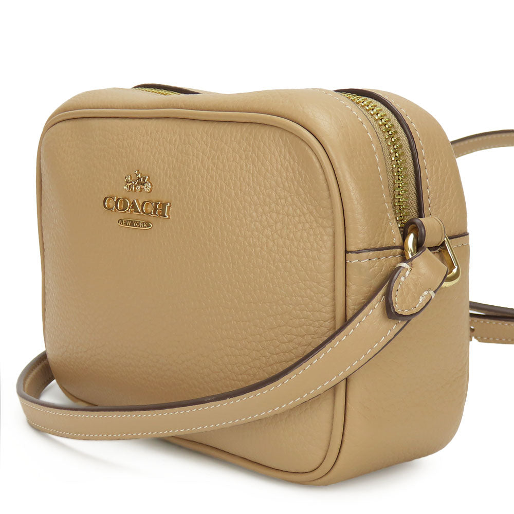 COACH Shoulder Bag CQ875 leather beige Mini Jamie Women Used Authentic