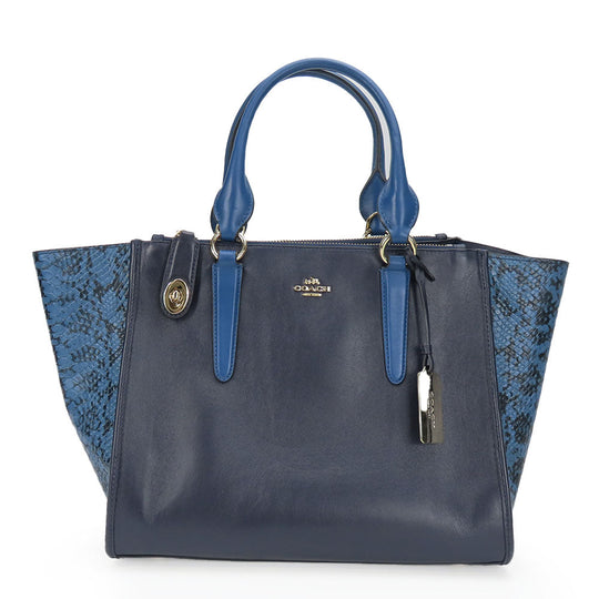 COACH Tote Bag 36571 leather Navy Crosby Carryall Women Used Authentic