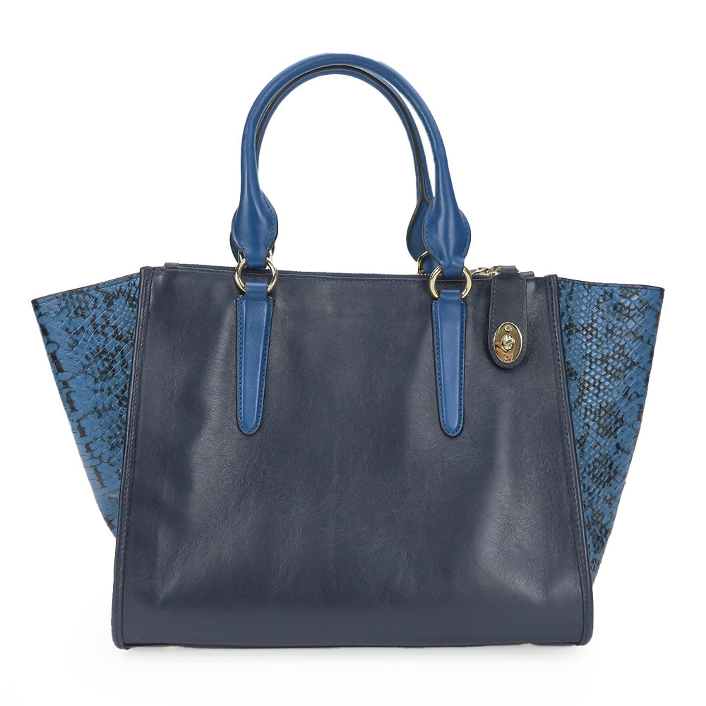 COACH Tote Bag 36571 leather Navy Crosby Carryall Women Used Authentic