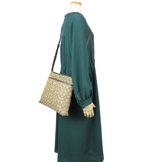 COACH Shoulder Bag F55363 Canvas, Leather Brown Women Used Authentic