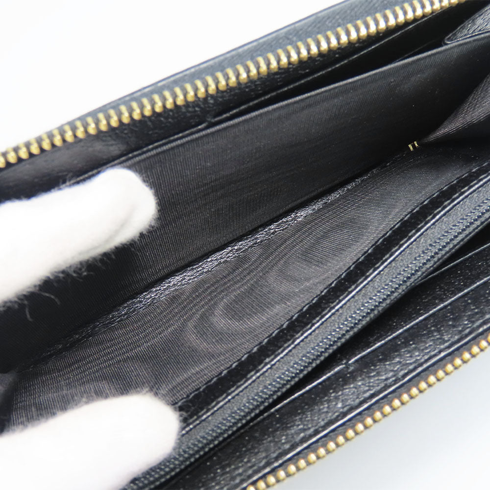 GUCCI Long Wallet Purse 523154 leather black Sherry line Women Used Authentic