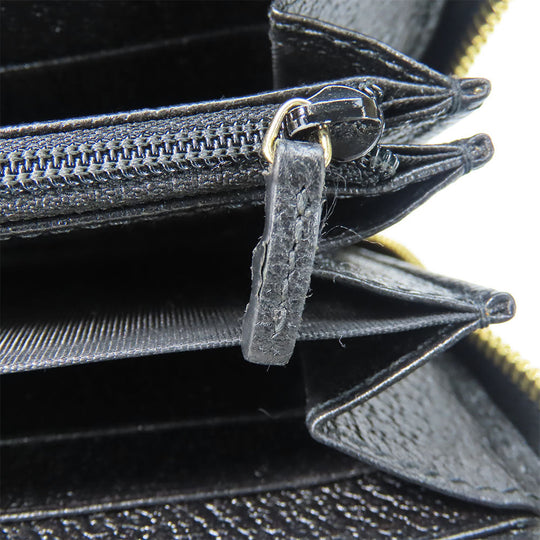 GUCCI Long Wallet Purse 523154 leather black Sherry line Women Used Authentic