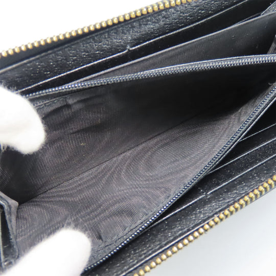 GUCCI Long Wallet Purse 523154 leather black Sherry line Women Used Authentic