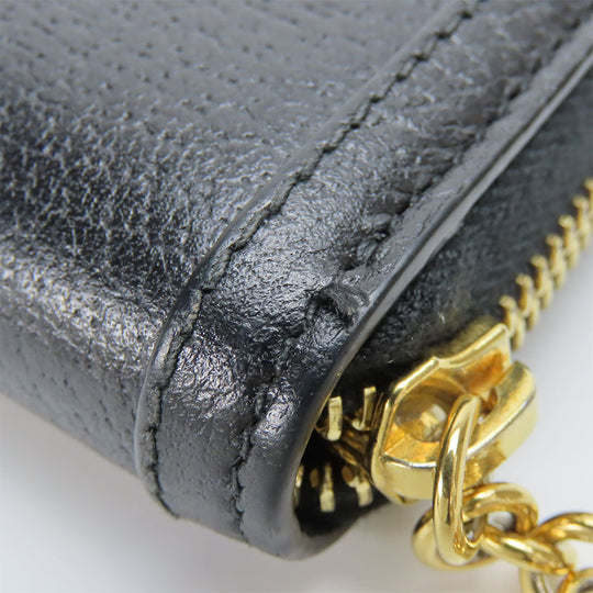 GUCCI Long Wallet Purse 523154 leather black Sherry line Women Used Authentic