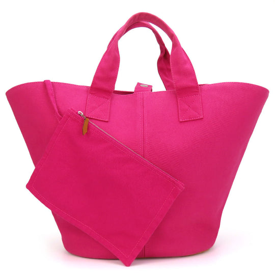 HERMES Tote Bag canvas pink Panier de Plage MM Women Used Authentic