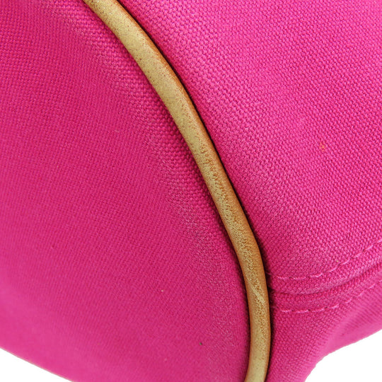 HERMES Tote Bag canvas pink Panier de Plage MM Women Used Authentic