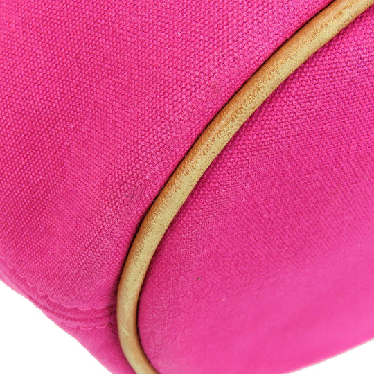 HERMES Tote Bag canvas pink Panier de Plage MM Women Used Authentic