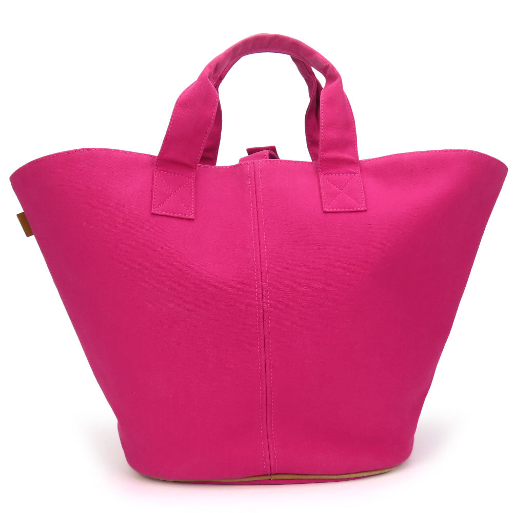 HERMES Tote Bag canvas pink Panier de Plage MM Women Used Authentic