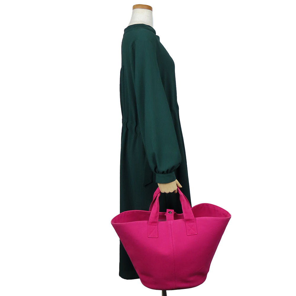 HERMES Tote Bag canvas pink Panier de Plage MM Women Used Authentic