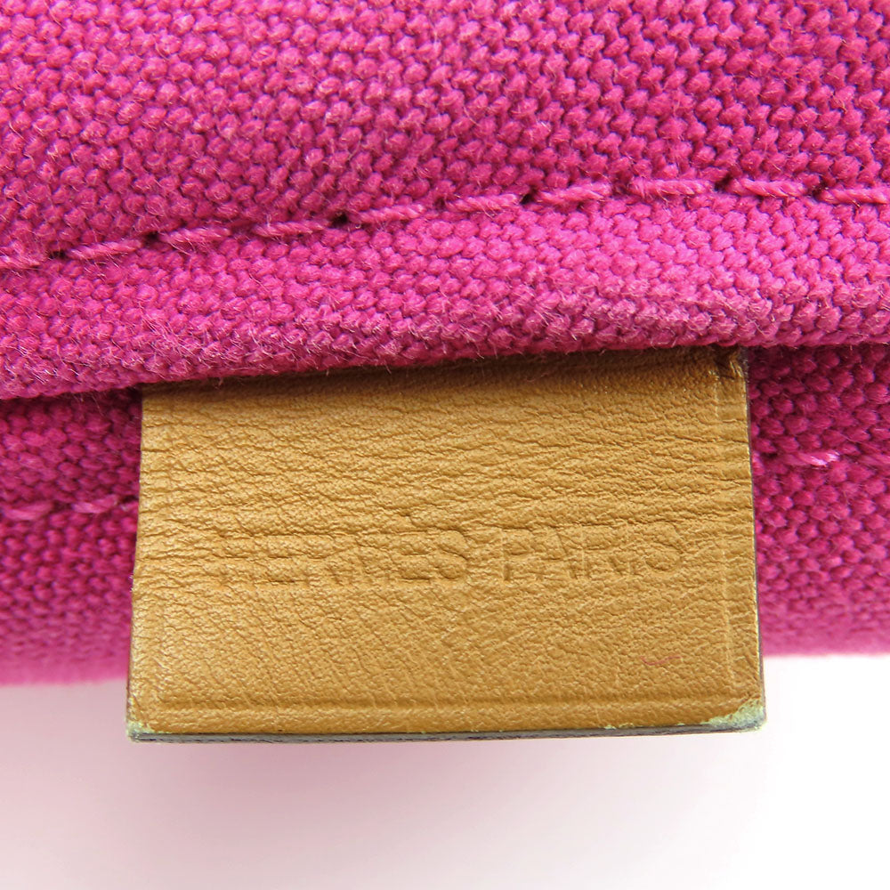 HERMES Tote Bag canvas pink Panier de Plage MM Women Used Authentic