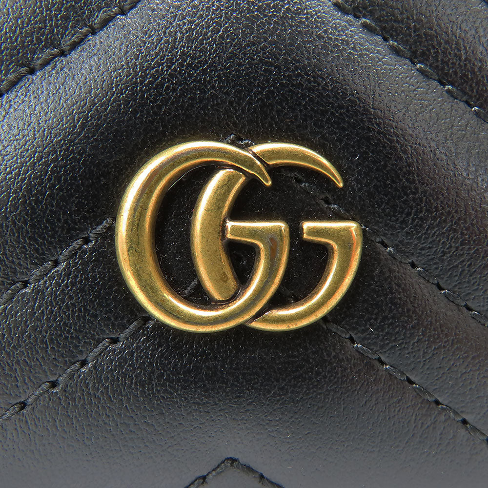 GUCCI Coin case 627064 leather black GG Marmont Women Used Authentic