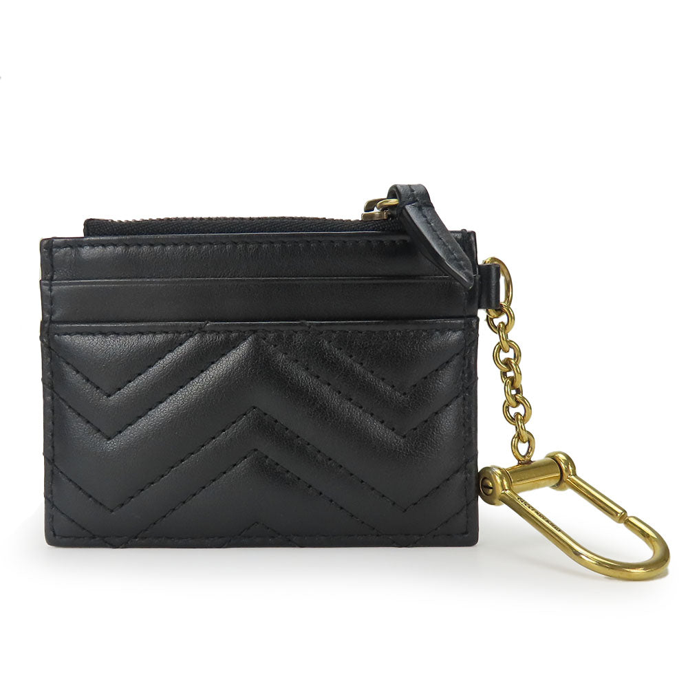 GUCCI Coin case 627064 leather black GG Marmont Women Used Authentic