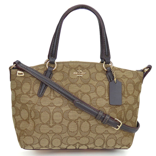 COACH Shoulder Bag F57830 Canvas, Leather Brown Signature Mini Kelsey Satchel Women Used Authentic