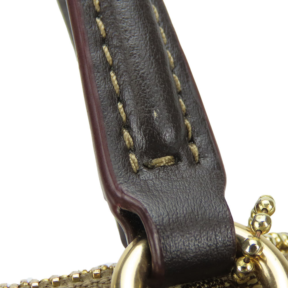 COACH Shoulder Bag F57830 Canvas, Leather Brown Signature Mini Kelsey Satchel Women Used Authentic