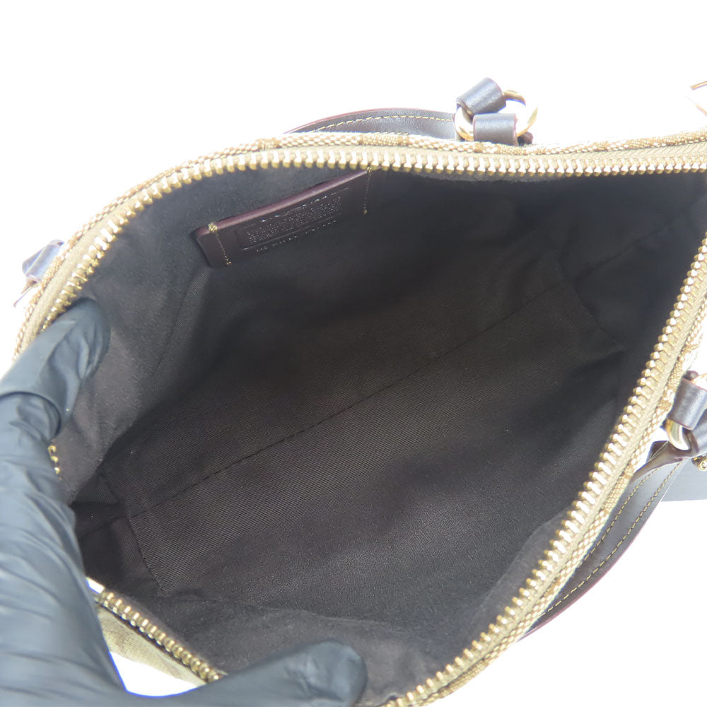 COACH Shoulder Bag F57830 Canvas, Leather Brown Signature Mini Kelsey Satchel Women Used Authentic