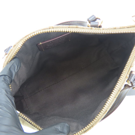 COACH Shoulder Bag F57830 Canvas, Leather Brown Signature Mini Kelsey Satchel Women Used Authentic