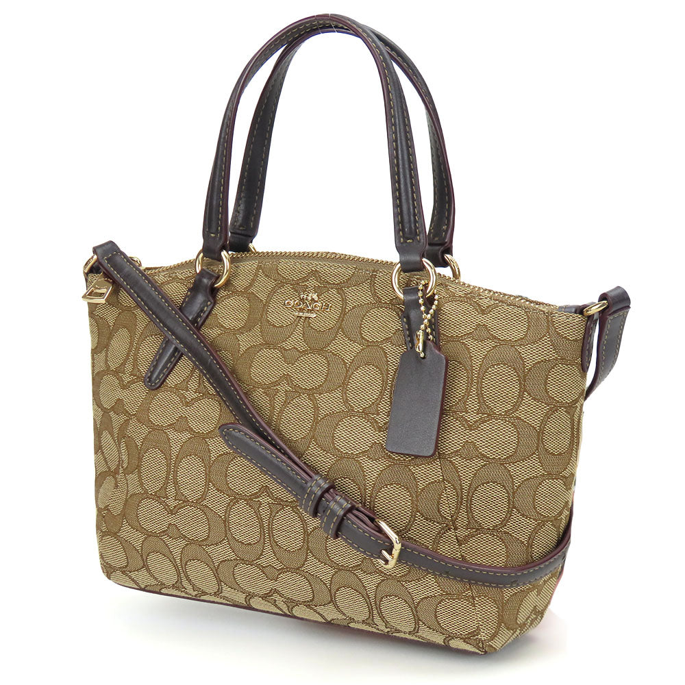 COACH Shoulder Bag F57830 Canvas, Leather Brown Signature Mini Kelsey Satchel Women Used Authentic