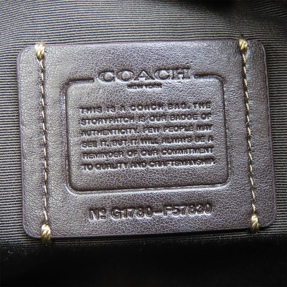 COACH Shoulder Bag F57830 Canvas, Leather Brown Signature Mini Kelsey Satchel Women Used Authentic