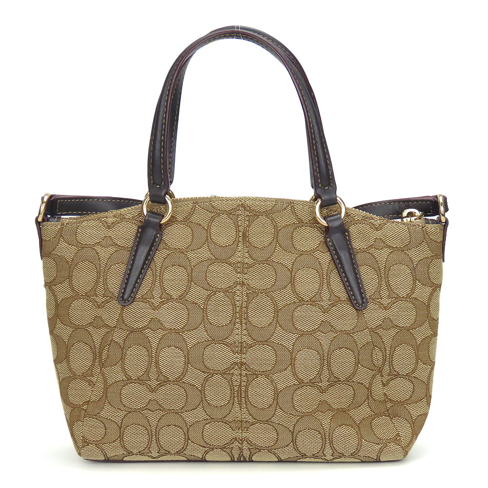 COACH Shoulder Bag F57830 Canvas, Leather Brown Signature Mini Kelsey Satchel Women Used Authentic