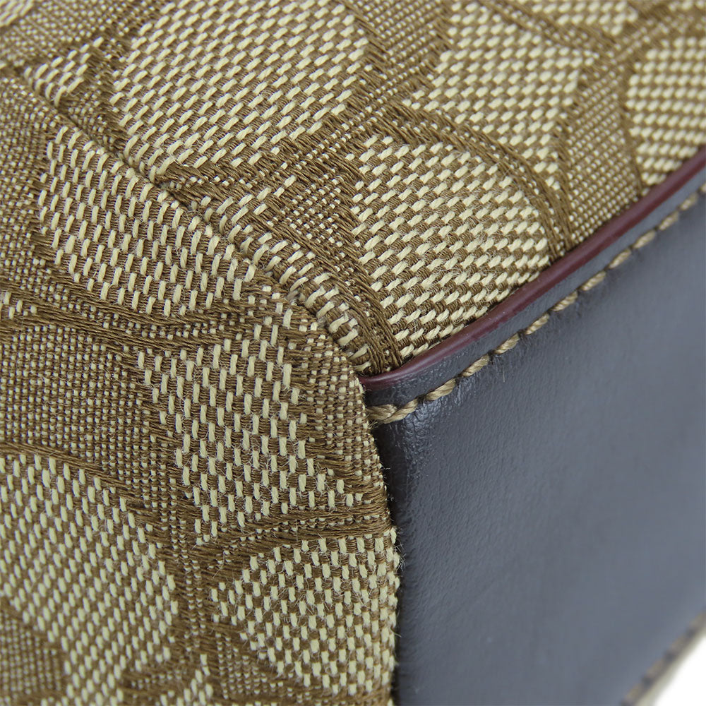 COACH Shoulder Bag F57830 Canvas, Leather Brown Signature Mini Kelsey Satchel Women Used Authentic