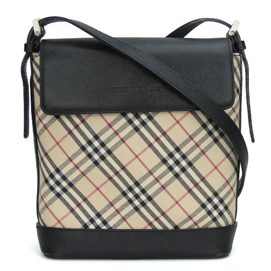 BURBERRY Shoulder Bag Canvas, Leather black Women Used Authentic