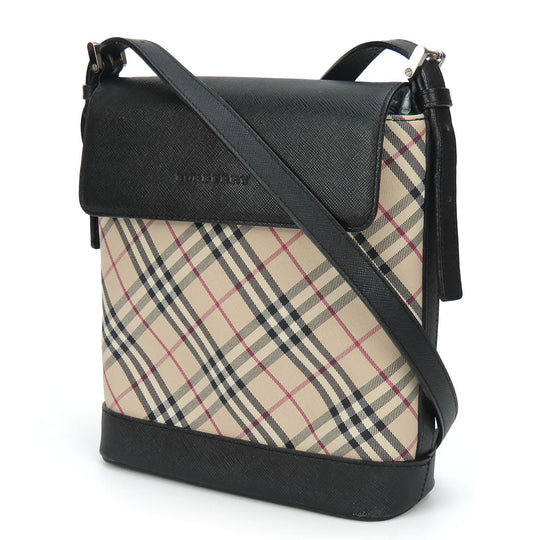 BURBERRY Shoulder Bag Canvas, Leather black Women Used Authentic