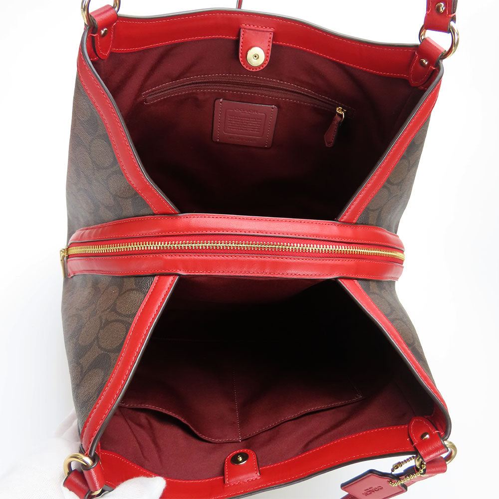 COACH Shoulder Bag C6232 Red Women Used Authentic