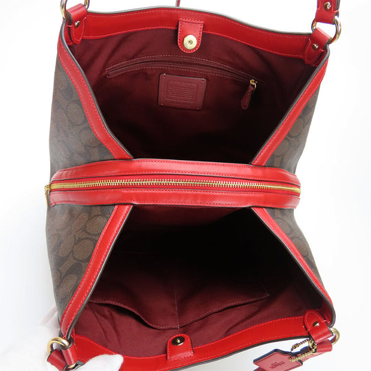 COACH Shoulder Bag C6232 Red Women Used Authentic