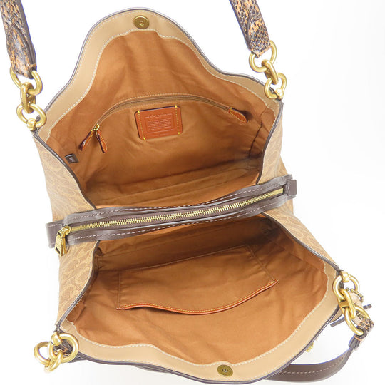 COACH Tote Bag 89077 leather beige Women Used Authentic