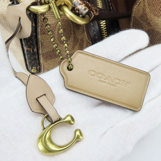 COACH Tote Bag 89077 leather beige Women Used Authentic