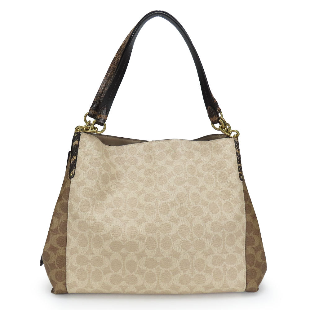 COACH Tote Bag 89077 leather beige Women Used Authentic