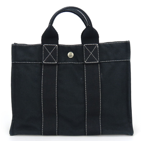 HERMES Tote Bag canvas black DeauvillePM Women Used Authentic