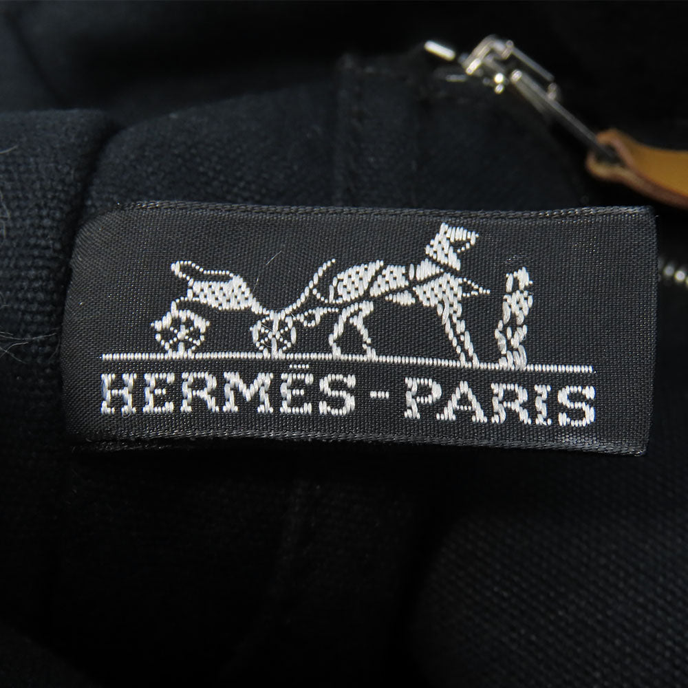 HERMES Tote Bag canvas black DeauvillePM Women Used Authentic