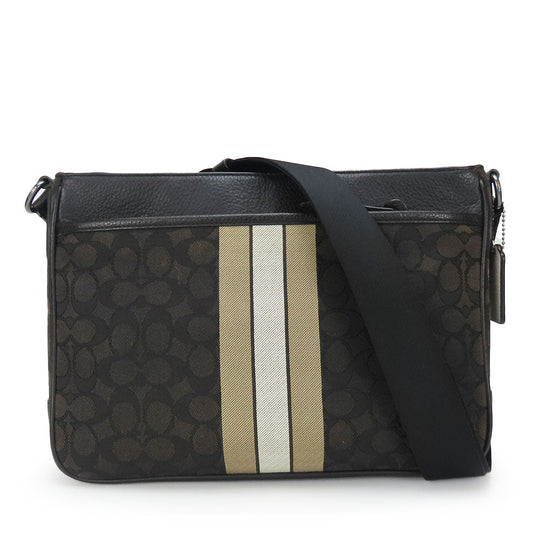 COACH Shoulder Bag C5291 Canvas, Leather black mens Used Authentic