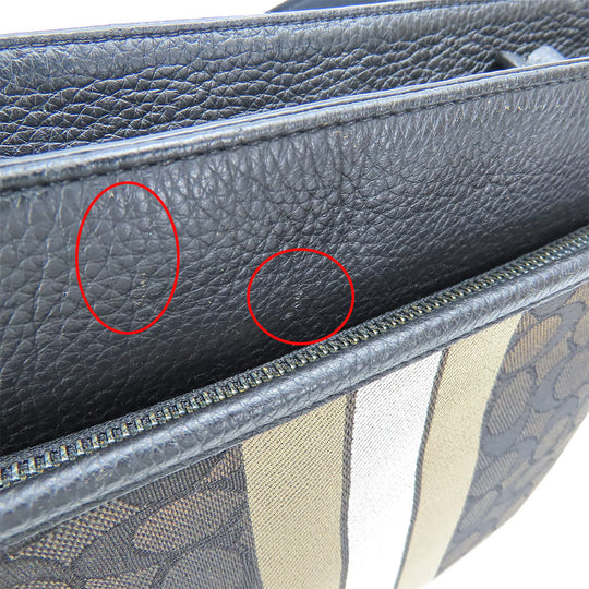 COACH Shoulder Bag C5291 Canvas, Leather black mens Used Authentic