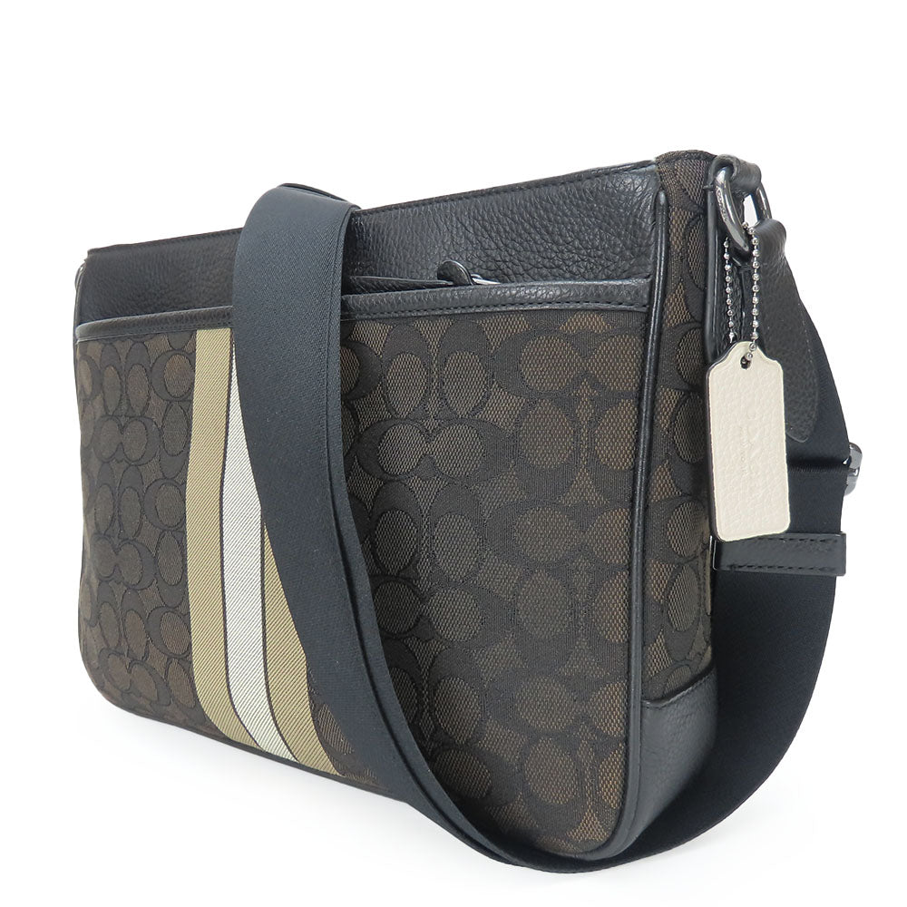 COACH Shoulder Bag C5291 Canvas, Leather black mens Used Authentic