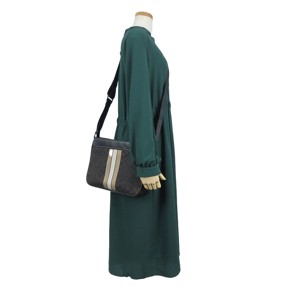 COACH Shoulder Bag C5291 Canvas, Leather black mens Used Authentic