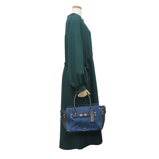 COACH Handbag F26160 Denim, Leather blue Women Used Authentic