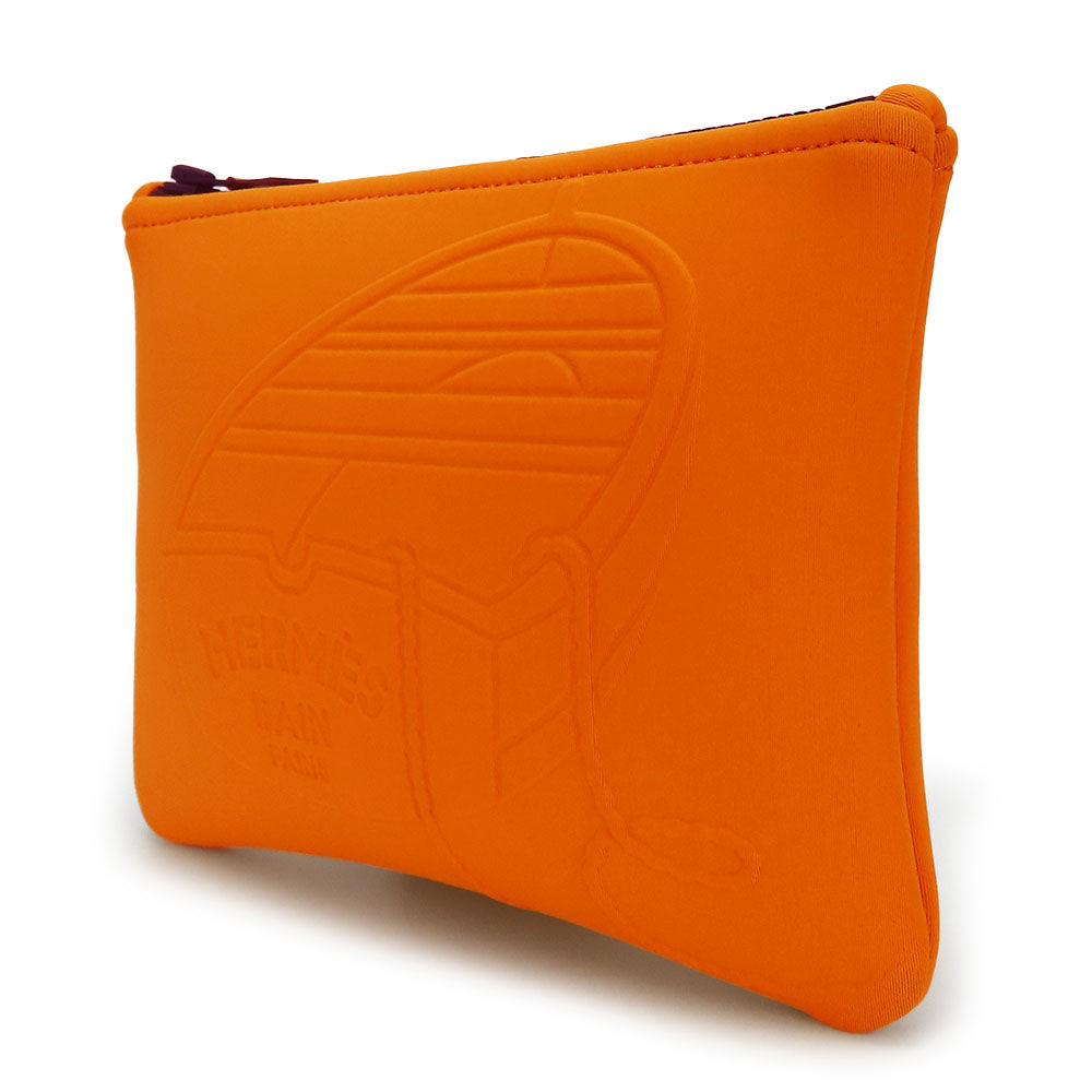 HERMES Pouch Polyurethane Orange Neovan Thalassa PM
