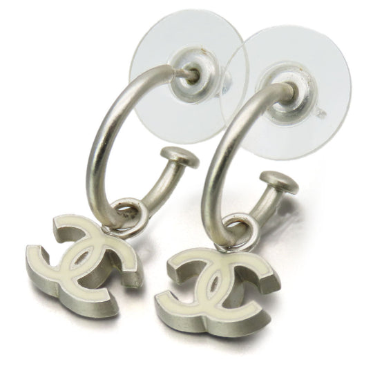 CHANEL Pierce metal white COCO Mark Women Used Authentic