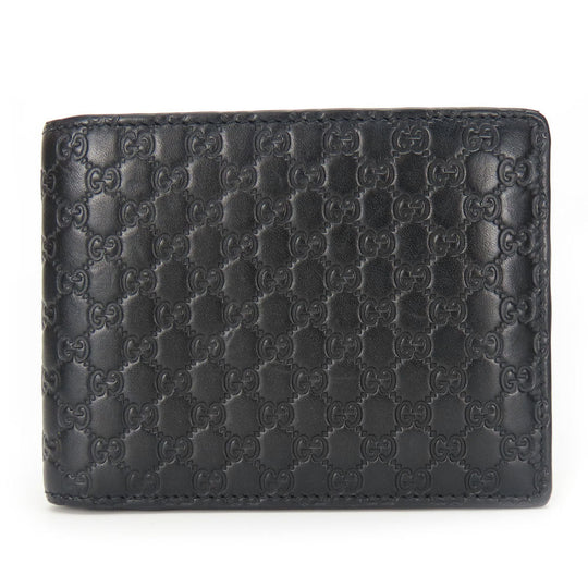 GUCCI Bifold Wallet 333042 Sima leather black Micro GG mens Used Authentic