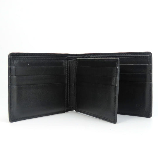 GUCCI Bifold Wallet 333042 Sima leather black Micro GG mens Used Authentic
